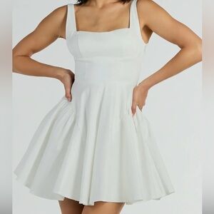 Low Back Bow Taffeta Skater Dress